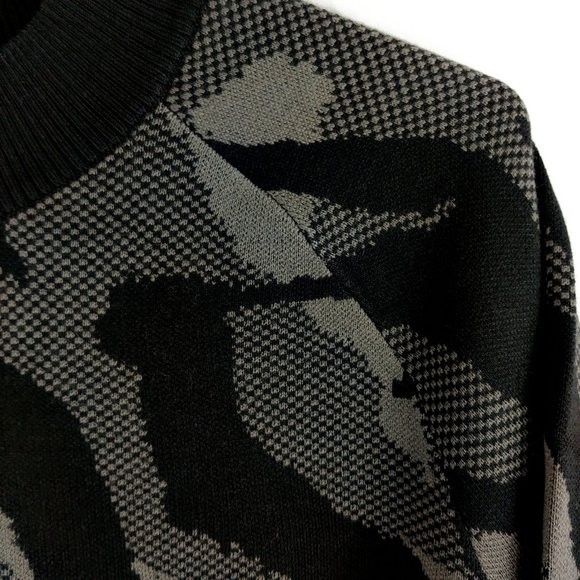 Athleta Jacquard Wool Blend Black & Brown Camo Sweater - Picture 3 of 6